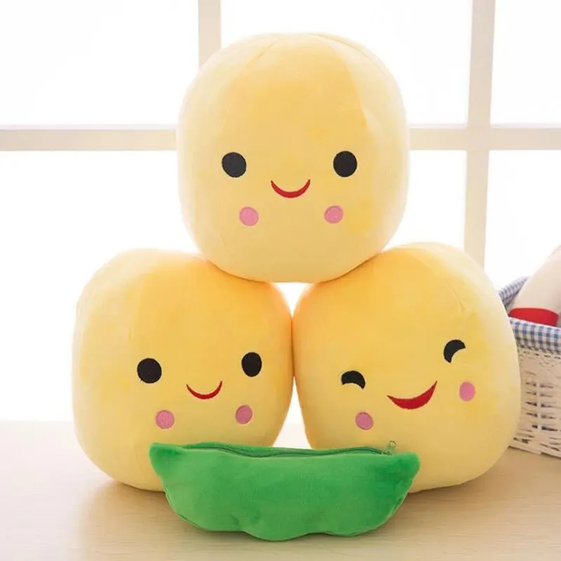 25CM Cute Plush Peas Filled Plant Toy Creative Pea Children Kawaii Doll Bean Baby Pillow Cushion Girl Gift