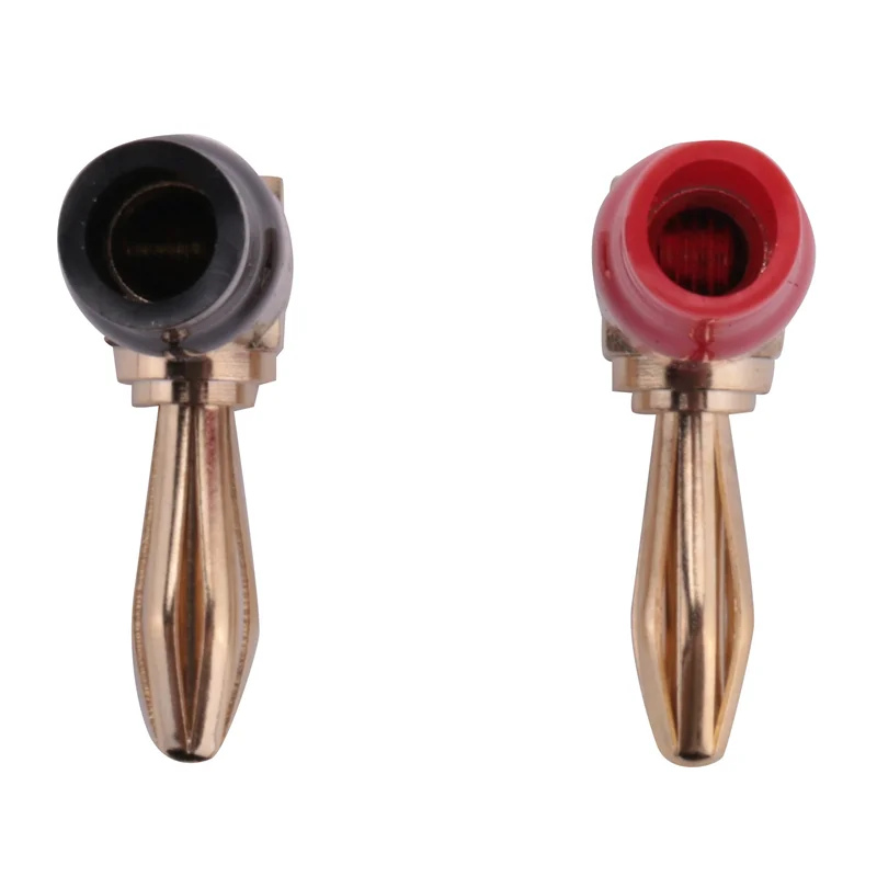 

32Pcs 4Mm Banana Plug Speaker Wires Connector Adapter 24K Gold Plated Screw Type Pure Copper Right Angle Banana Plugs