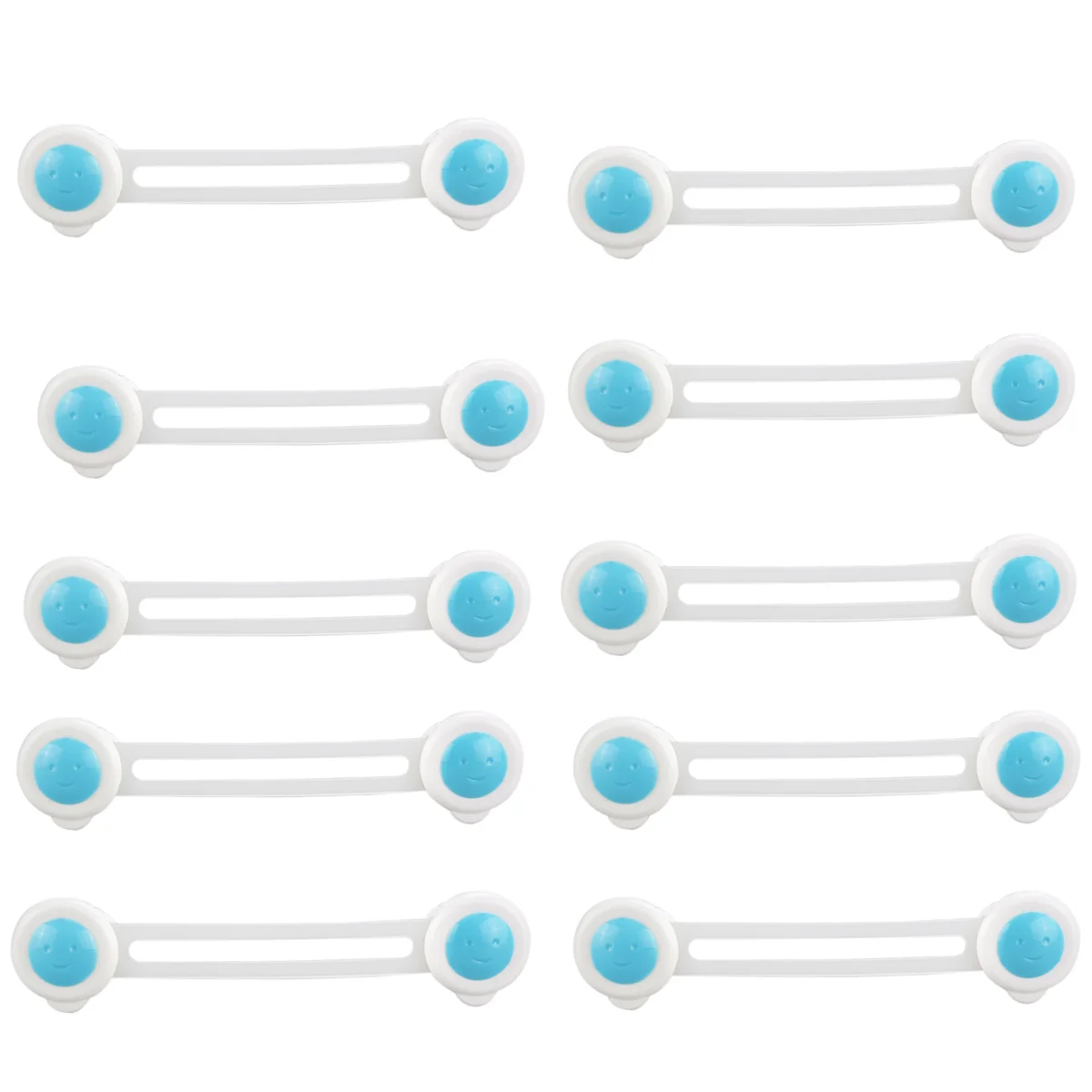 

10pcs Safety Locks For Cabinet Drawer Fridge 15.2*3.2Cm White Blue Hard Plastic Child Proof Kids Home Protection