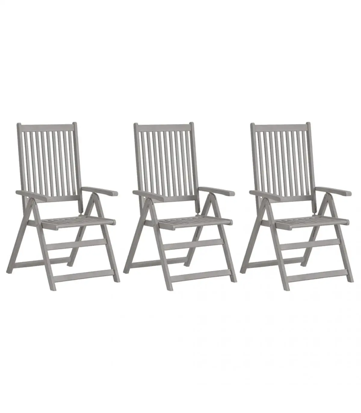 Garden chairs reclining garden chairs 3 Pcks gray acacia solid wood