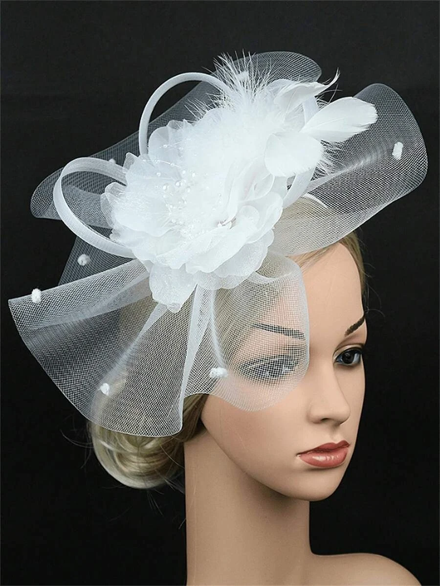 1Pc Fascinators Hats For Women Fancy Tea Party Hats Kentucky Derby Hats Feather Hair Clip For Wedding Party Church Hats - view 5