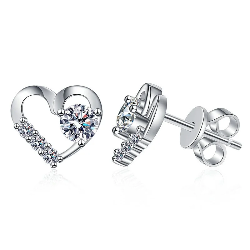 

E104 Lefei Fashion Color D Diamond-set Classic Moissanite Lover Heart Earring Charm Women 925 Sterling Silver Party Jewelry Gift
