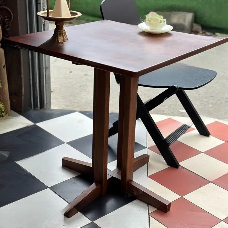 طاولة قهوة مربعة من الخشب الصلب بتصميم عتيق وطاولة شرفة مستديرة وجانب هواء ch قليلة من السرير والإفطار ta ble