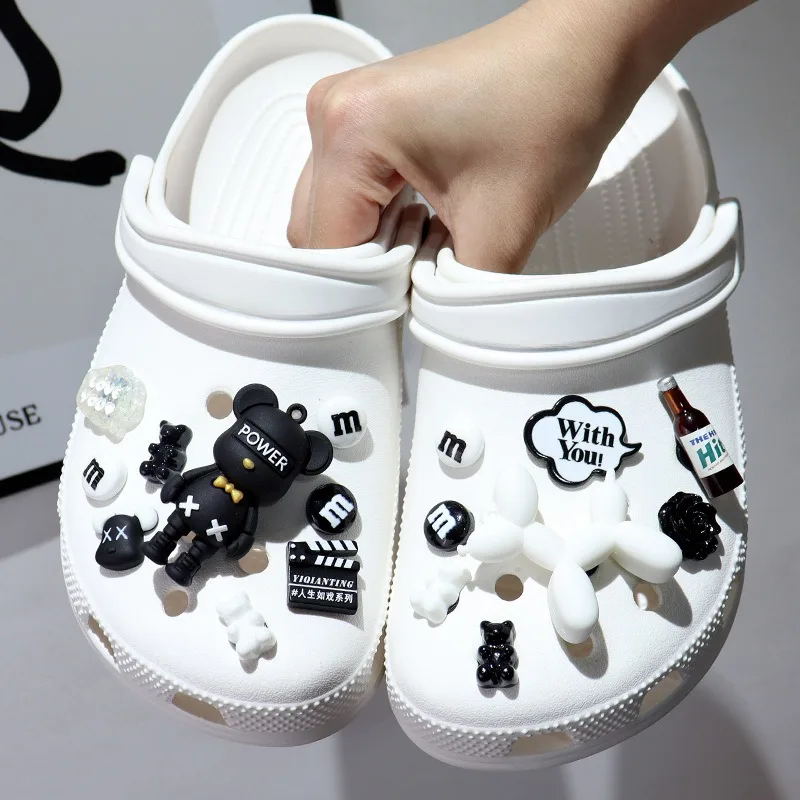 2026 New DIY Black Plush Ball Shoes Charms for Furry Ball Cute Holes Charms Designer Lovely Shoe Accessories All-match Hot Sale