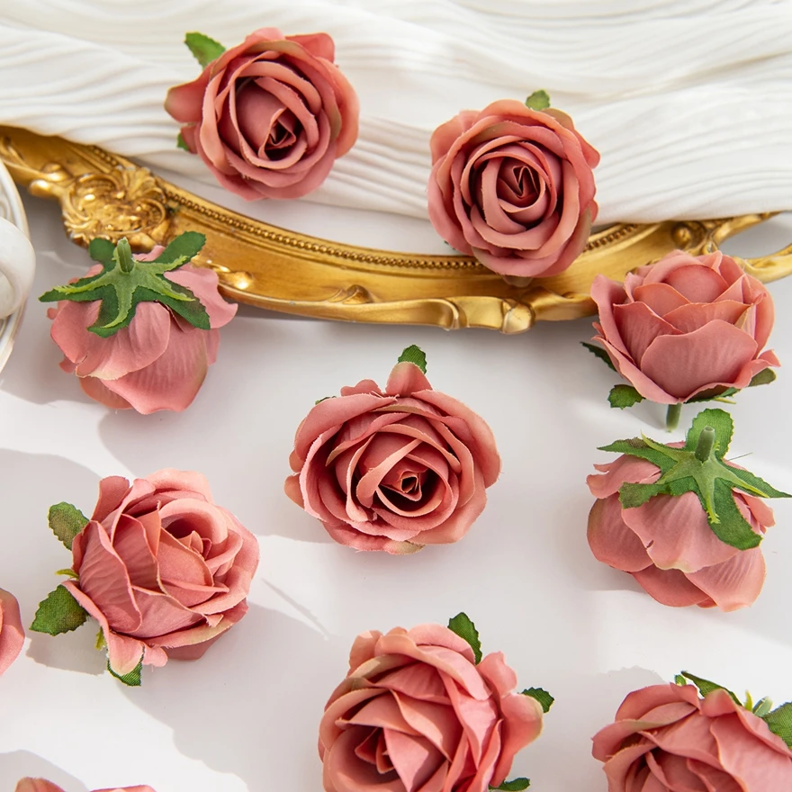 

100Pcs Artificial Flowers Silk Roses Scrapbooking Wedding Party Garden Home Room Table Decor Festival Wreath Bridal Accessories