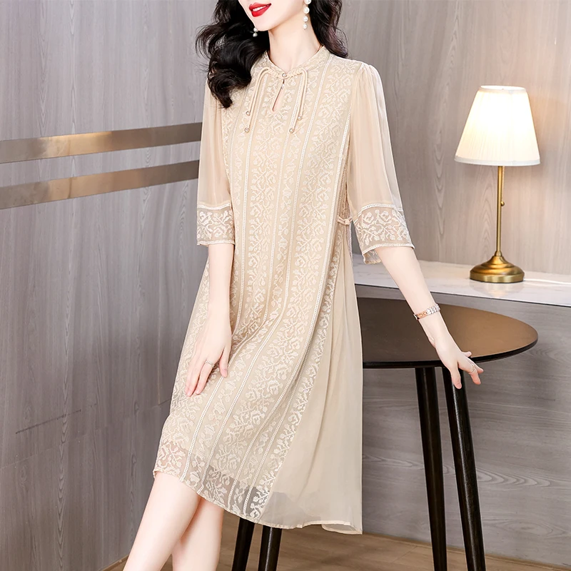 New Fashion Summer Dress For Women Sundress 2024 Casual Short Sleeve Dress Female O-Neck Dresses vintage womens clothing