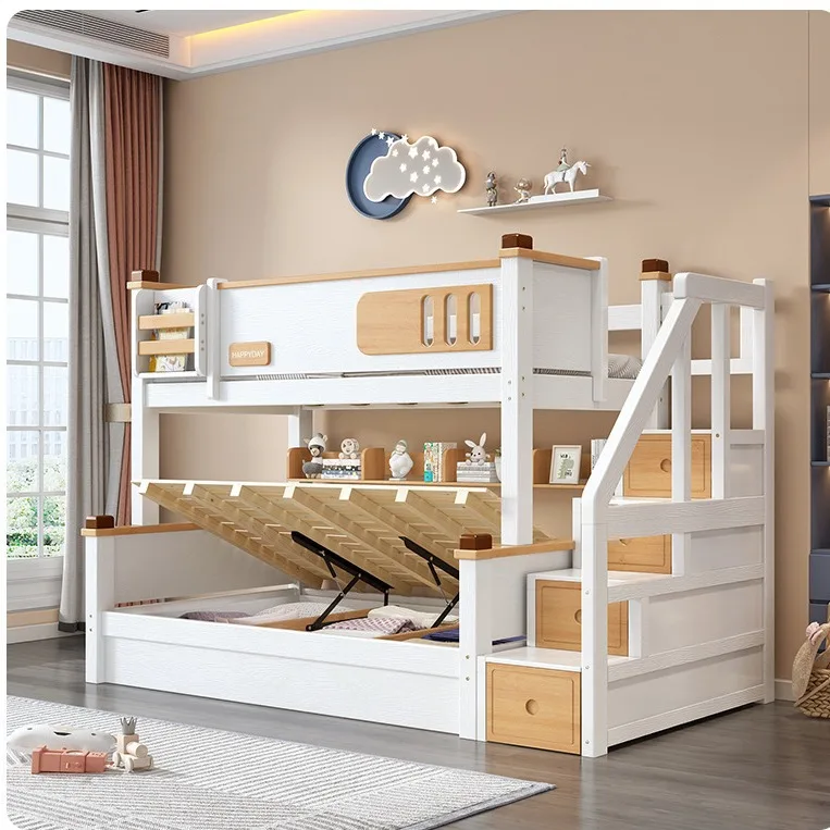 Upper and lower bunk beds, all solid wood mother and child beds, e****mical beds, children's high and low beds can be split into