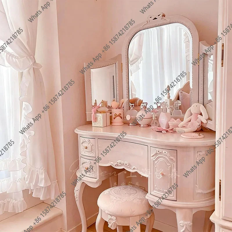 

Io American Minimalist Modern Bedroom Pink High-end Makeup Table Dresser French Designer Fashion
