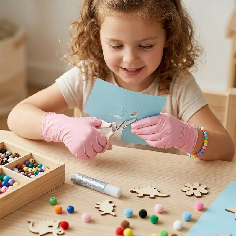 Einweg-Handschuhe für Kinder von 4-12 Jahren, 3 Mil Latexfrei, Puderfrei, Schutzhandschuhe für Basteln, Malen, Festivals und Gartenarbeit – Detail 8