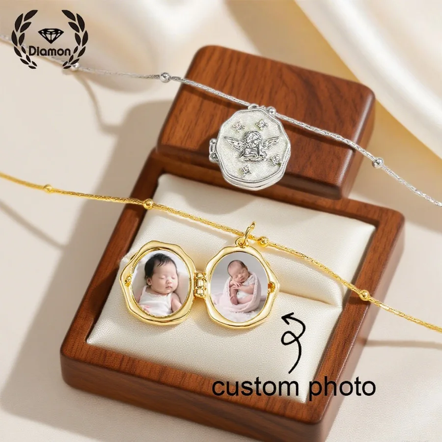 

Diamon ﻿Custom Necklace Preserving Cherished Photos Alloy Copper Cross Oval Butterfly Pendant Personalized Memory Jewelry Gifts