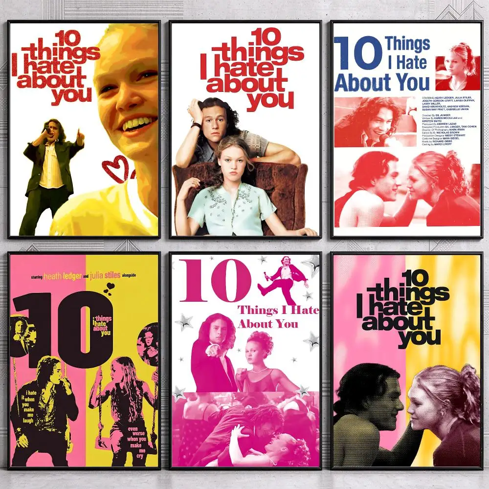 Romantic Movie 10 T-Things I H-Hate About You Painting Calligraphy Canvas Poster Wall Art for Living Room Bedroom Home Decor