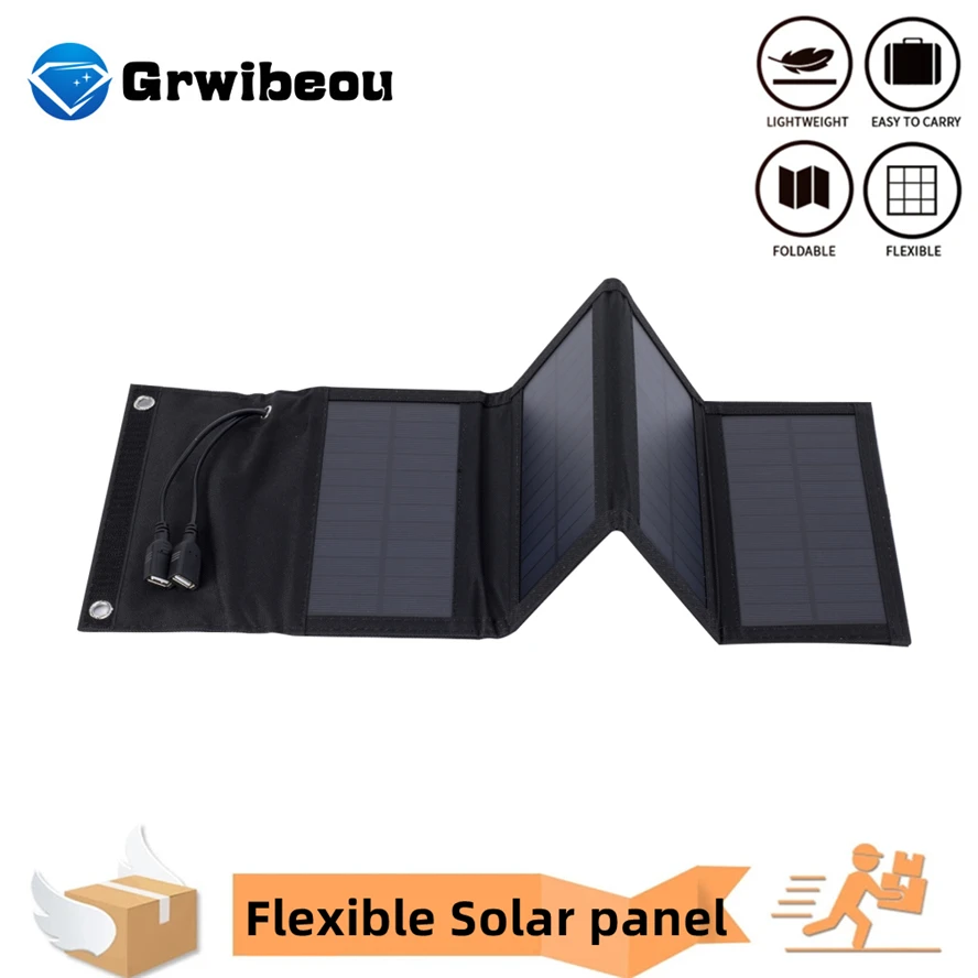 Flexible Solar panel 5V 2USB Portable Waterproof plate For cell phone power bank 7W 10W Battery Charger outdoor tourism Fishing