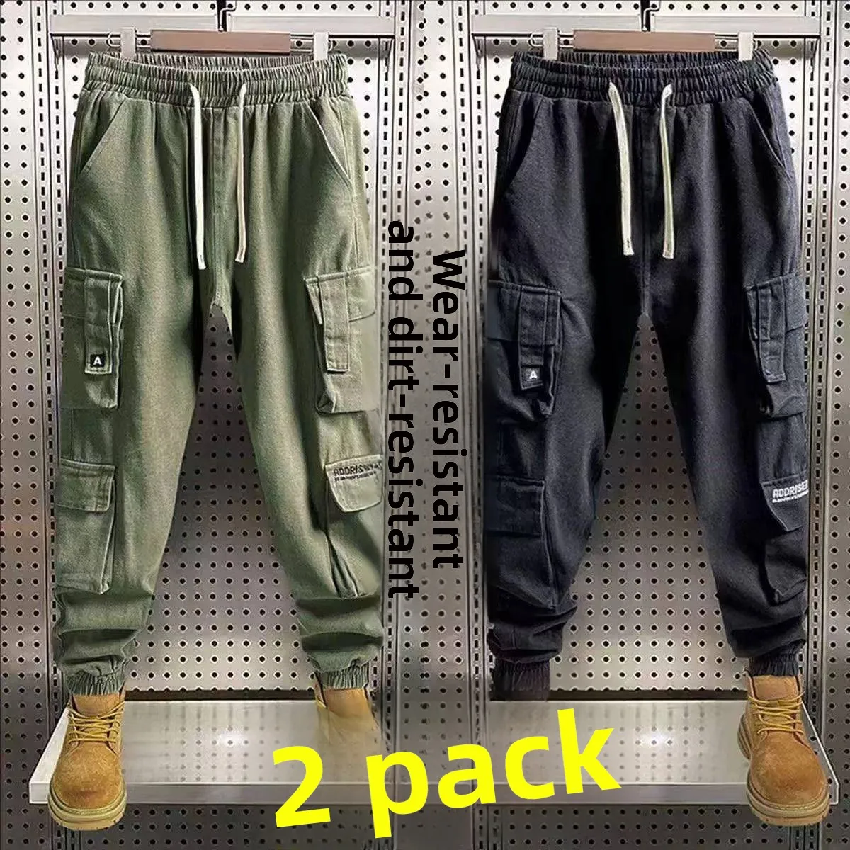 

Men's Workwear Trousers Autumn Winter Wear Resistant Multi kets Loose Fit Fce Lined Cuffed Pants for Construction Site