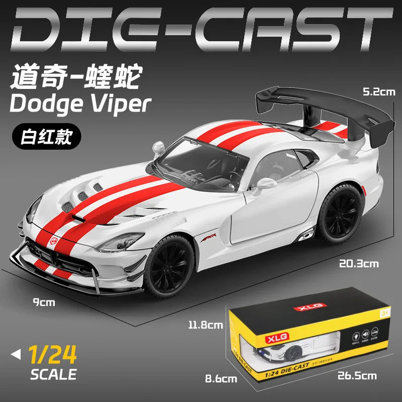 1:24 Scale Alloy Car Model For Dodge Viper Diecast Sports Car With Pull Back Sound Light Collectible Gift For Fans view 6