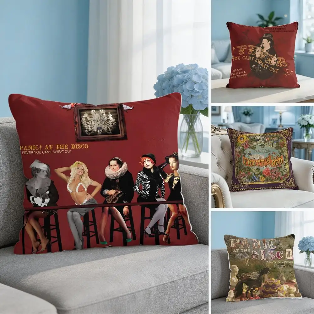 American Rock Band P-panic At The Disco Cushion Cover Soft Throw Pillow Cover Hidden Zipper Cutecore Sofa Bedroom Home Decor