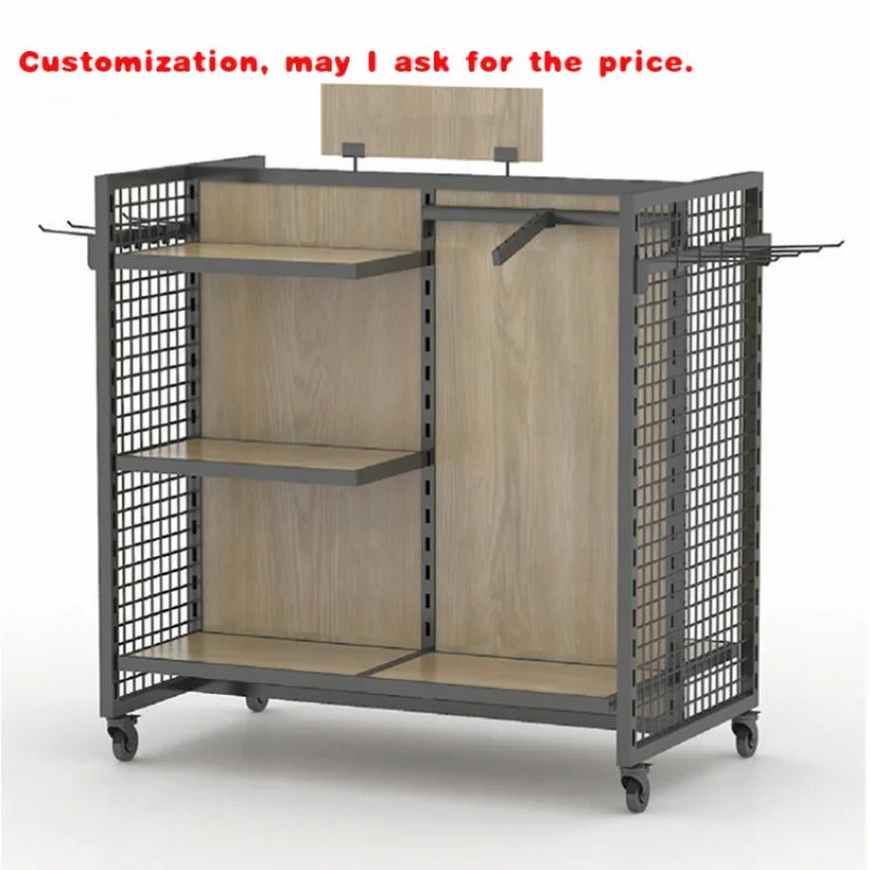 custom.Metal Customized Retail Store Fixtures Wood Gondola Display Rack Clothes