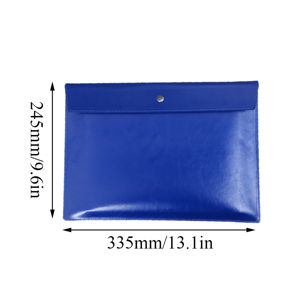 4 File Pocket Dustproof Documents Pouch PU Leather Snap Closure Large Capacity File Bag Thickened Business Office File Folder