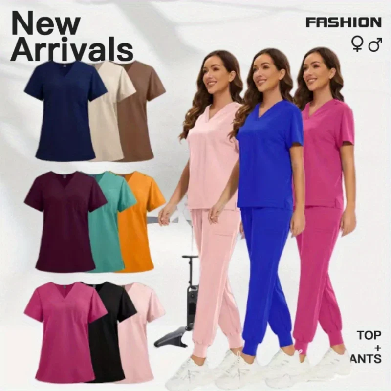

Hand Washing Suit Frosted Set Jogging Suit V-neck Nursing Home Postpartum Center Doctors Nurses Nursing Staff Work Suit Set