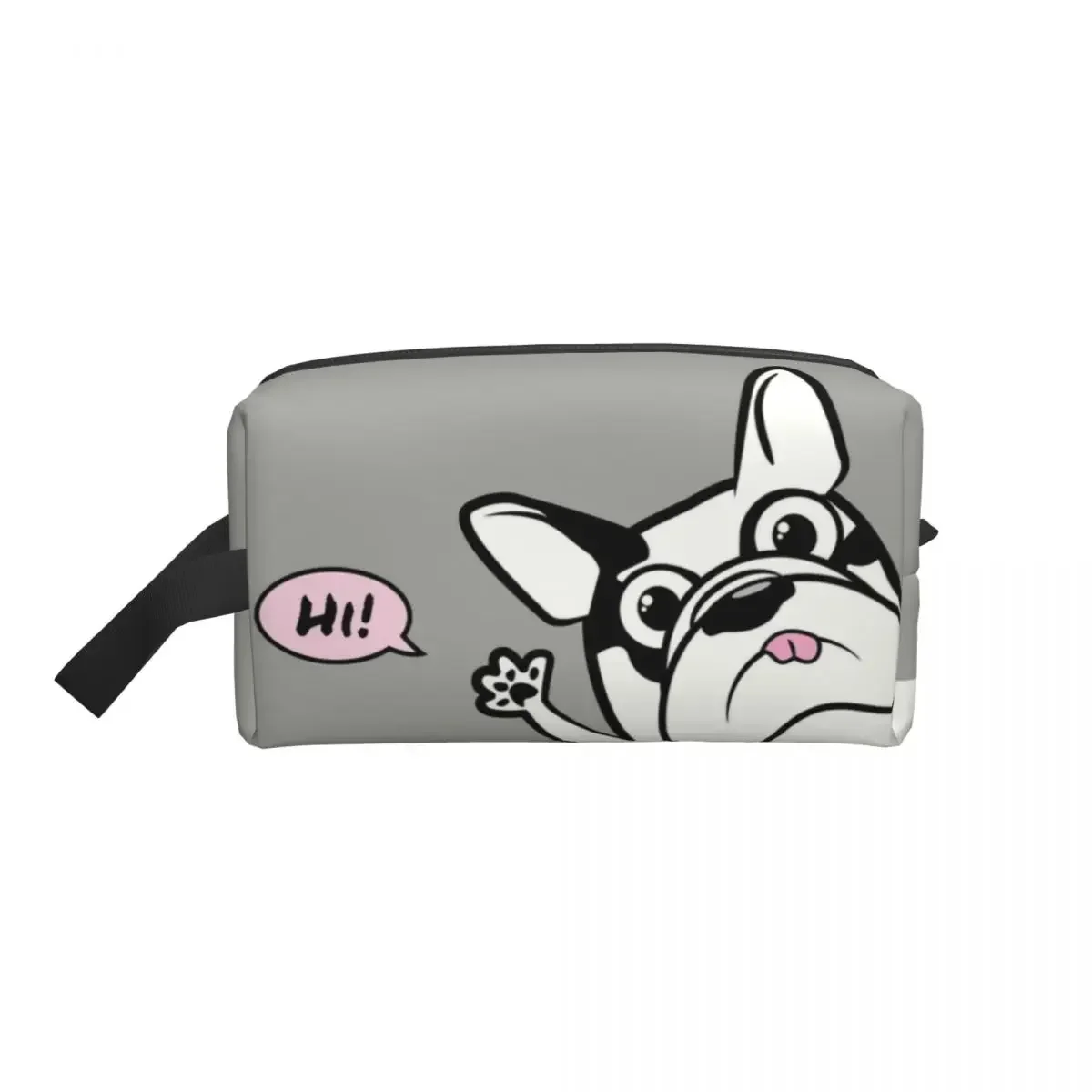 French Bulldog Says Hi Makeup Bag for Women Travel Cosmetic Organizer Cute Love Puppy Animal Pet Storage Toiletry Bags