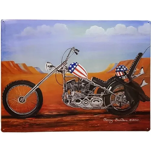Easy Rider Motorcycle Tin Sign 40x30cm by Jenny Sanders --Tin Sign