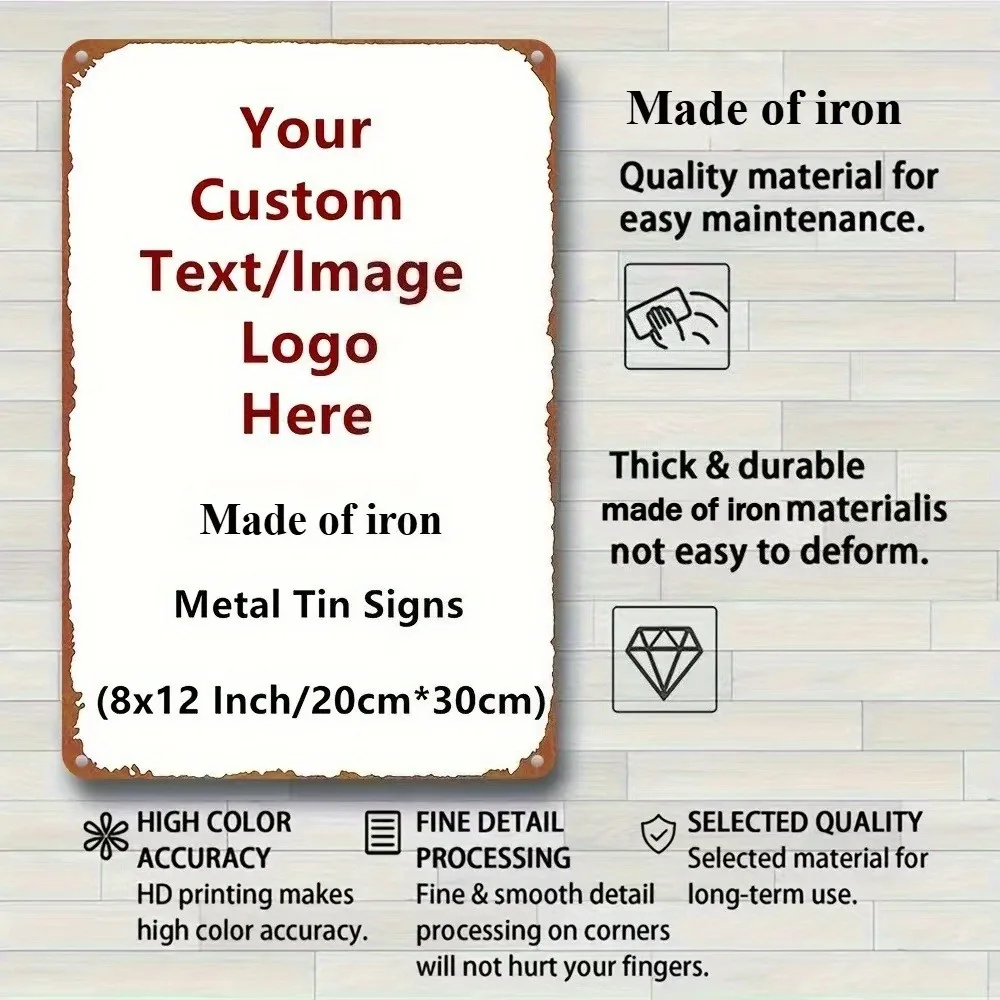 لافتة ألومنيوم مخصصة للصور/النص، لوحة معدنية كلاسيكية ريفية شديدة التحمل مع شعار/صورة مخصصة، سهلة التعليق مع