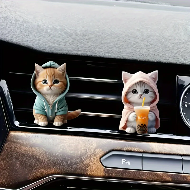 Cute cat-shaped air vent fragrance holder, acrylic toy cat, car decoration, interior accessory, aromatherapy decoration item