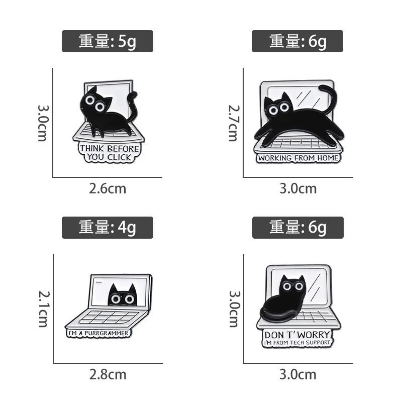 Black Cat Enamel Pins Umbrella White Kitten Brooches Lapel Badges Cute Cartoon Animal Jewelry Backpack Accessories Gift For Kids view 3