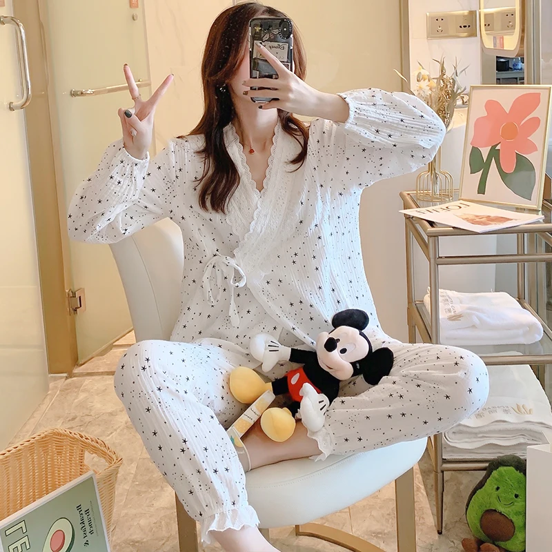 

2023 New Summer Cotton Maternity Nursing Sleepwear Thin Loose Breastfeeding Pajamas Suits Pregnancy Homewear Lounge Sleep Wear