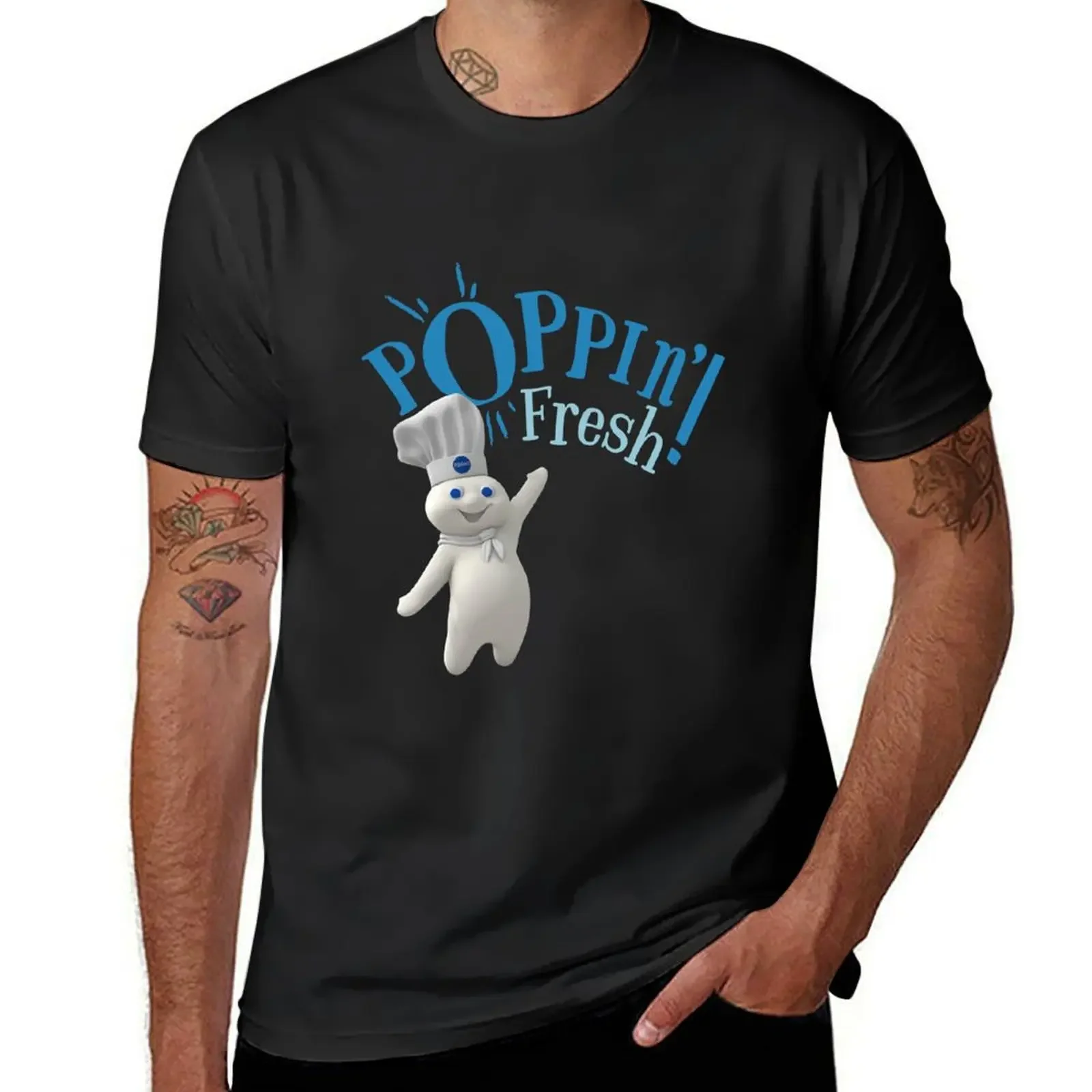Poppin' Fresh!! - Graphic Cartoon Pillsbury Doughboy Mascot T-Shirt graphic t shirt vintage designer shirts mens cotton t shirts