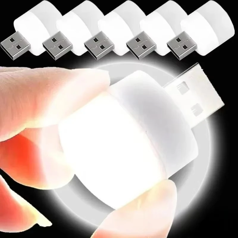 1/3/10PCS USB Night Light Mini LED Plug Lamp Power Bank Charging Eye Protection Book Lights Mobile Power Charging Bedroom Light