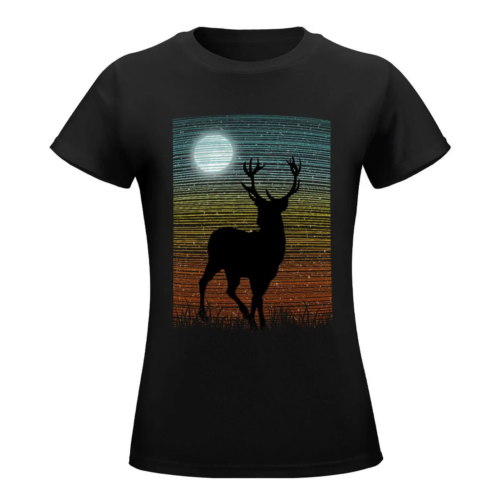 Moonlight Deer T-Shirt kawaii clothes animal print shirt for girls t-shirt dress for Women plus size