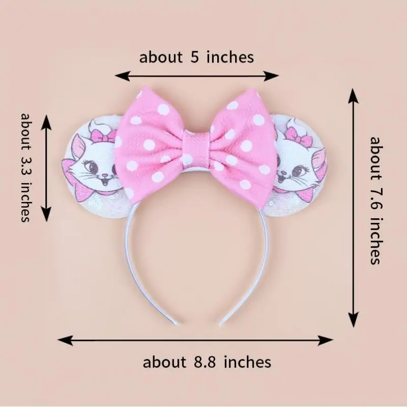 Kawaii Disney Marie Cat Headband Sequined Bow Headband Adult Children Birthday Party Hair Accessories Cosplay Hair Accessories