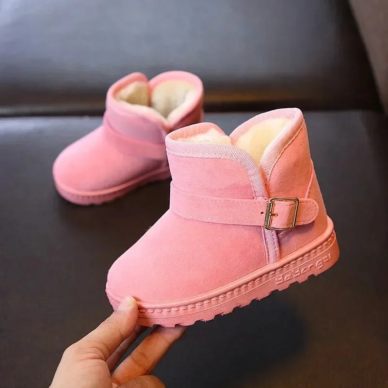 Botas de neve bege infantil, Sapato da menina da criança, Sapatilhas para menino, Sapatos infantis, Inverno