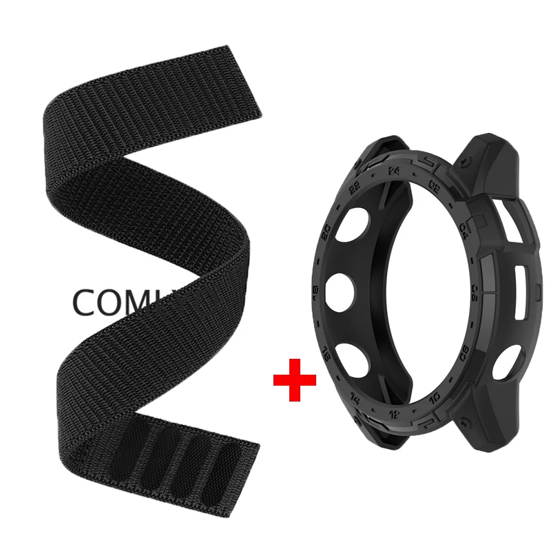 Dla Garmin Tactix 7 Pro Enduro 2 Fenix 7x Etui TPU Bumper Protective Shell Cover Pasek Nylonowa miękka bransoletka Band