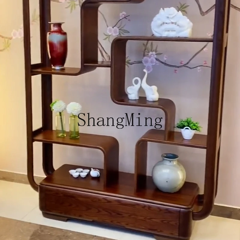 

DHY New Chinese Ebony Ornament Rack Solid Wood Simple Living Room Shelf