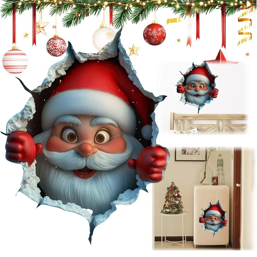 Weihnachtsmann-Wandaufkleber, Toilette, Badezimmer, abnehmbare Dekoration, selbstklebend, kreativ, Weihnachten, Zuhause, Party, Dekoration, Geschenkzubehör