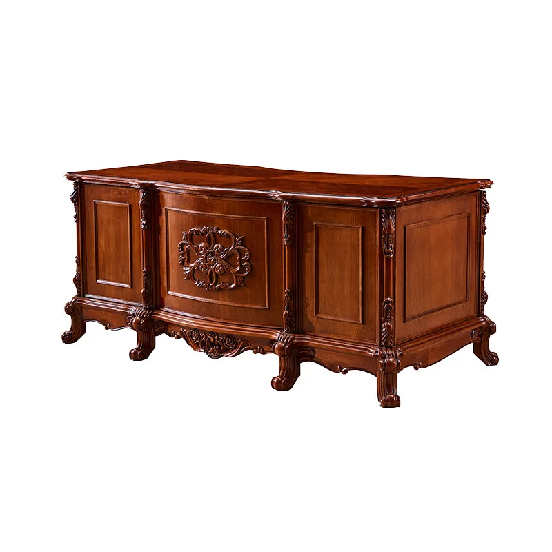 

Office American all-solid wood desk Home retro high-end writing desk