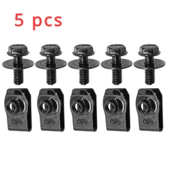 5pcs 6MM Auto U-Clip Self-Tapping M6 Engine Hood Chassis Cover Protective Body Bumper Fender Lining Fastening Metal Screws