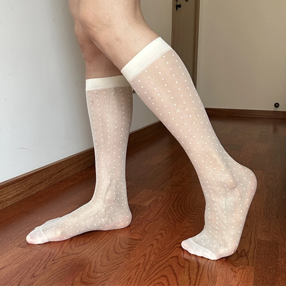 

Летние модные мужские формальные платья в горошек, прозрачные чулки, ультратонкая повседневная одежда, деловые носки, мужские