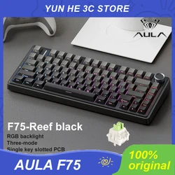 AULA F75 Mechanical Keyboard 2.4G Wireless/Bluetooth/Wired PBT RGB 75% Layout OEM Profile Gasket Customized Pc Gaming Keyboard