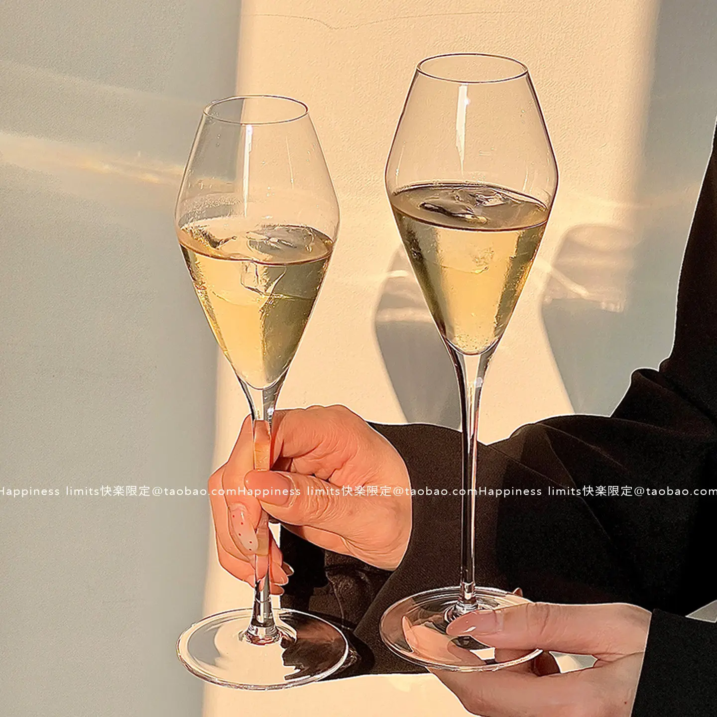 French Champagne Tall Glass Ins Style Household Transparent Sparkling Goblet Simple Glass Drinking Cocktail Tumblers