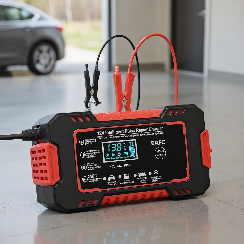 

12V 6A Smart Car Battery Charger AGM GEL Lead Acid Pulse Repair Charger with LCD Display for Auto Motorcycle