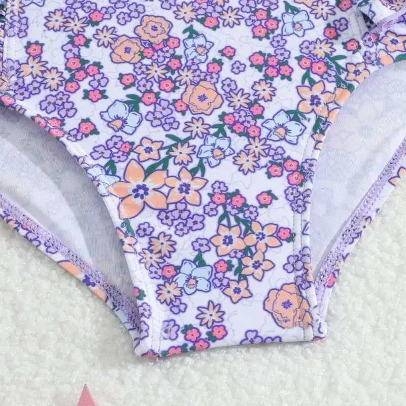 Costumi da bagno interi a maniche lunghe con protezione UV per bambini da 2 a 8 anni Costumi da bagno per ragazze Costumi da bagno estivi con cappello da bagno