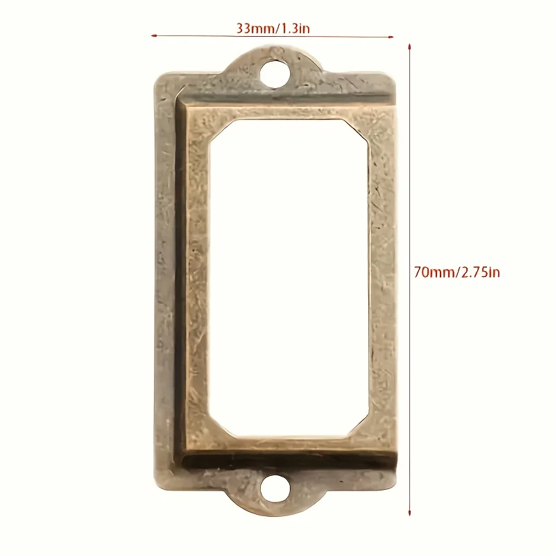 10pcs Vintage Antique Brass Label Holders for Drawer Cabinet Frames with Screws, Classic Design Iron Office Storage Supply Tags