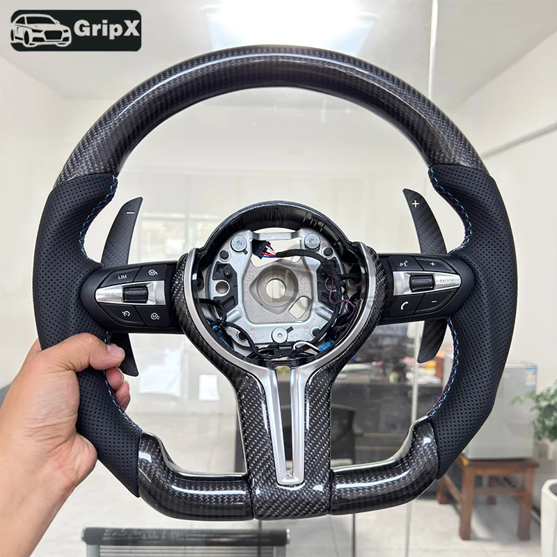

Authentic carbon fiber steering wheel with magnetic paddles for BMW F30 F10 F31 F20 F25 F22 F36 F33 F32 F80 F82 E90