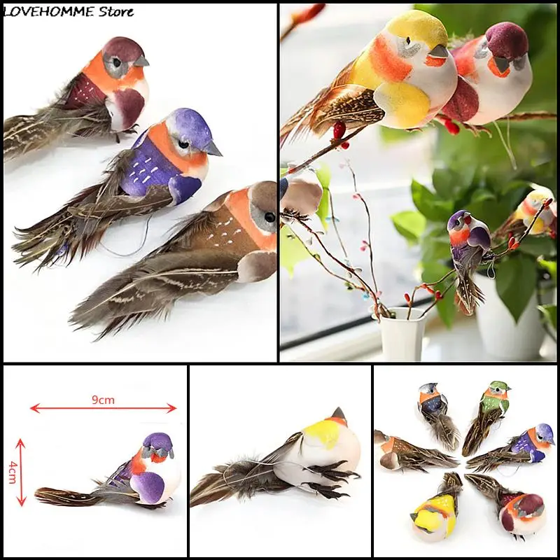 1PC Mini Fake Birds Artificial Foam Feathers Birds Home Party Wedding Decorative Props DIY Party Crafts Ornaments