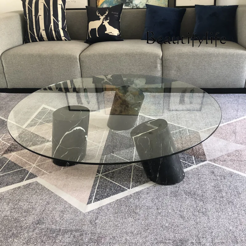 Simple Personality Shaped Natural Marble Coffee Table Nordic round Tea Table