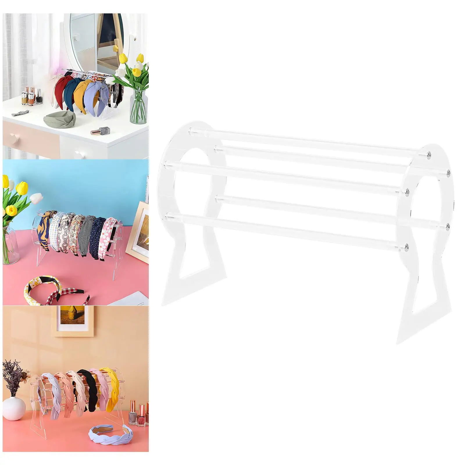 Acrylic Clear Headband Holder Scrunchie Storage Display Stand , Clear, 30x20cm