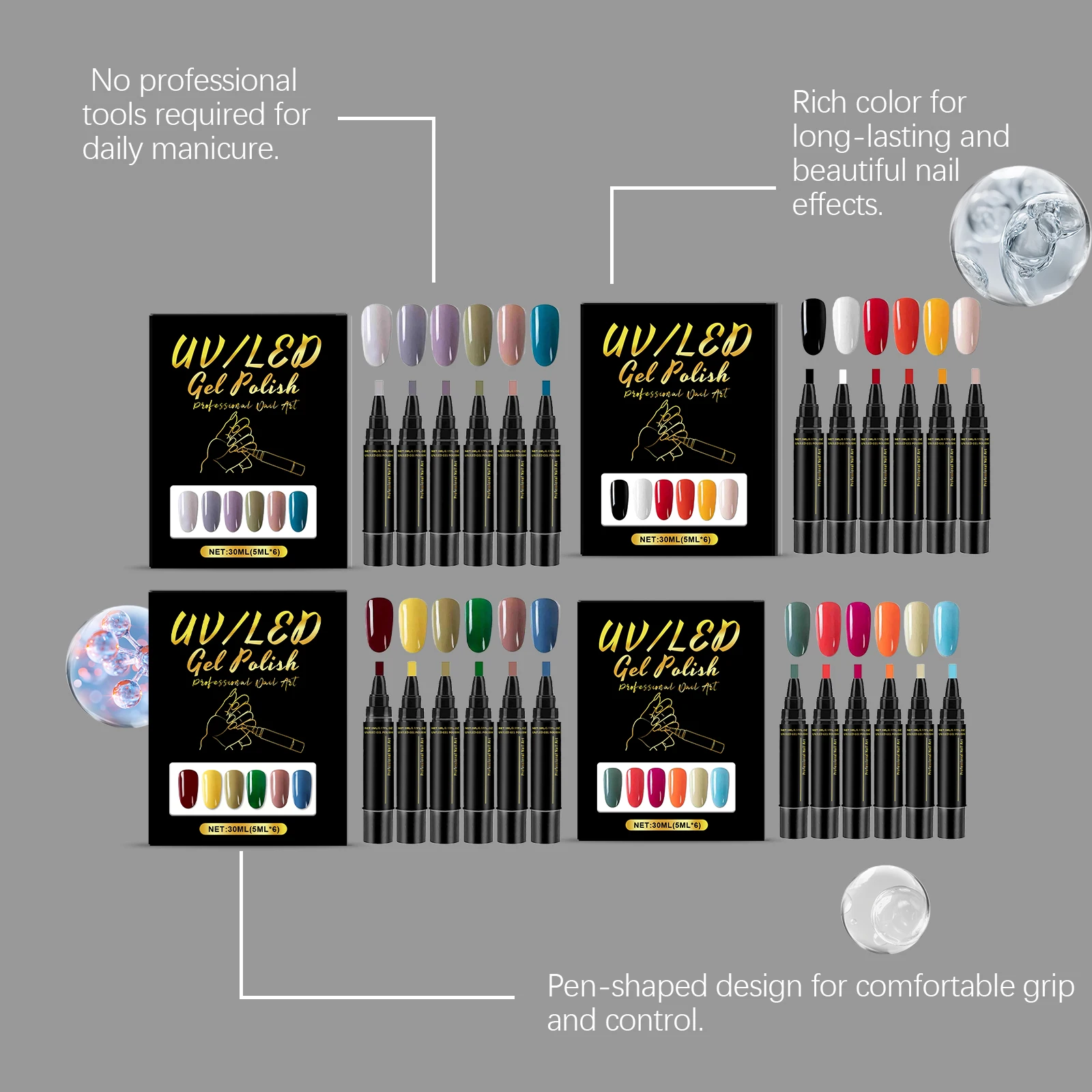 6 Colors Gel Nail Pen Set DIY  - đánh giá và giá Exposure Unit Uv