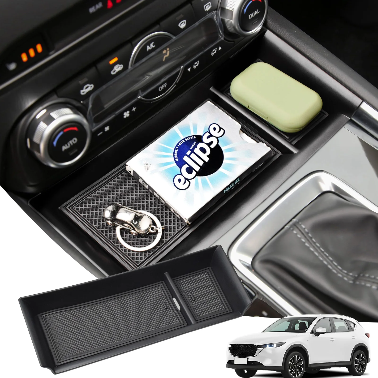 

Center Console Storage Box For Mazda CX5 CX-5 2022 2023 2024 Center Console Front Organizer Tray ABS Accessories Car Insert Box